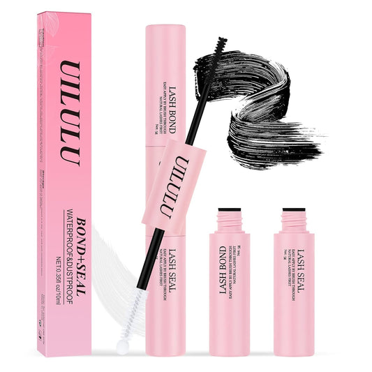 Lash Bond and Seal - 2-in-1 Lash Glue (5ml) & Sealer (5ml) for DlY Lash Extensions at Home, Waterproof Eyelash Adhesive for Cluster& Individual Lashes, Black Bond Eyelash Glue Strong Hold-FemmiqueWomen