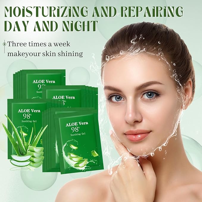 30 Pcs Aloe Vera Gel Bulk Travel Size Soothing Gel 98% Organic Aloe Vera Moisturizer for Skin and Hair Face Moisturizer for Sunburns Relief, Razor Burns, DIY Skincare-FemmiqueWomen