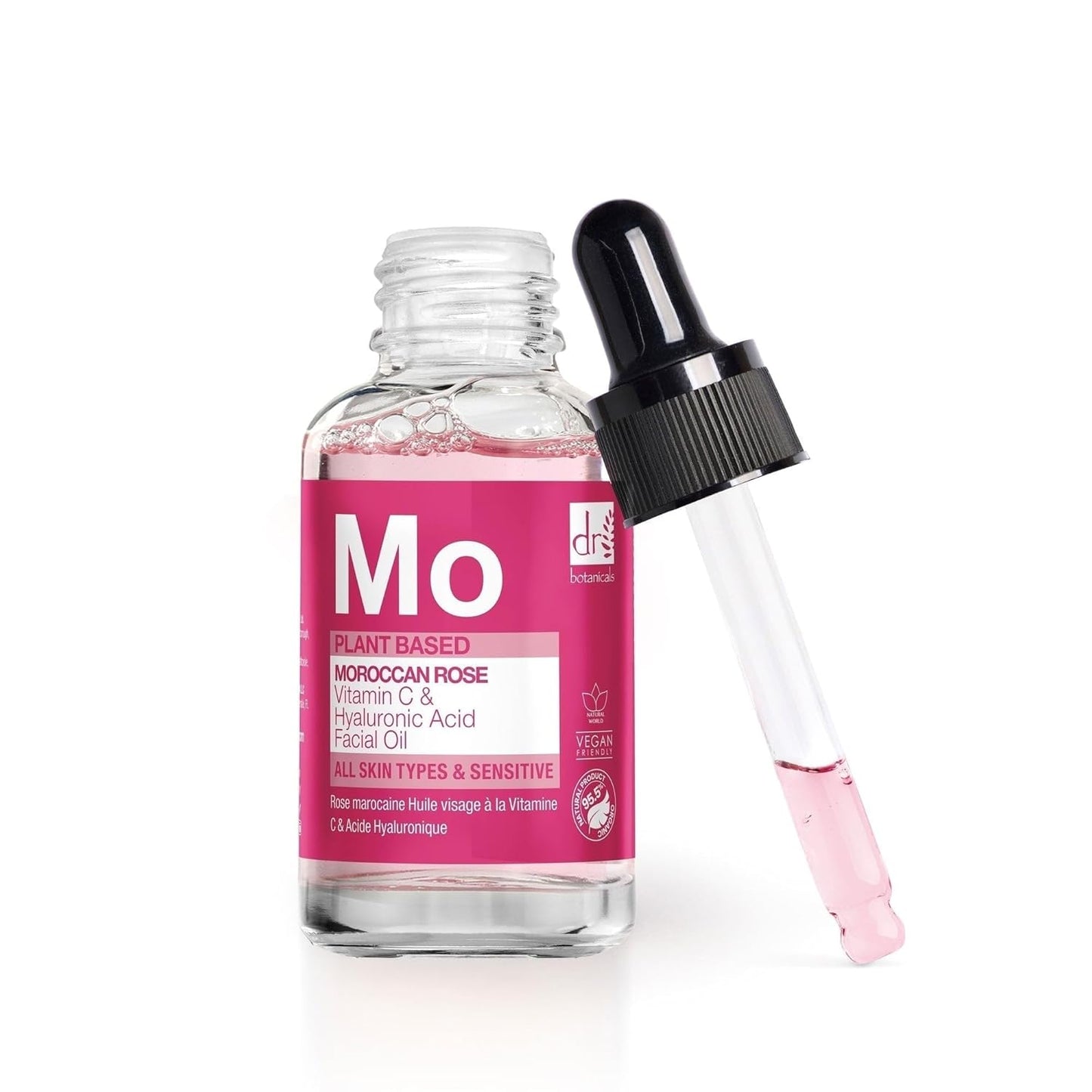 Dr Botanicals Moroccan Rose Oil -With Vitamin C & Hyaluronic Acid – Anti-Ageing, Brightening & Hydrating Water-Based Serum - Glow-Boosting Facial Oil for Radiant Skin – Made in UK – 30ml-FemmiqueWomen