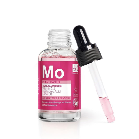 Dr Botanicals Moroccan Rose Oil -With Vitamin C & Hyaluronic Acid – Anti-Ageing, Brightening & Hydrating Water-Based Serum - Glow-Boosting Facial Oil for Radiant Skin – Made in UK – 30ml-FemmiqueWomen