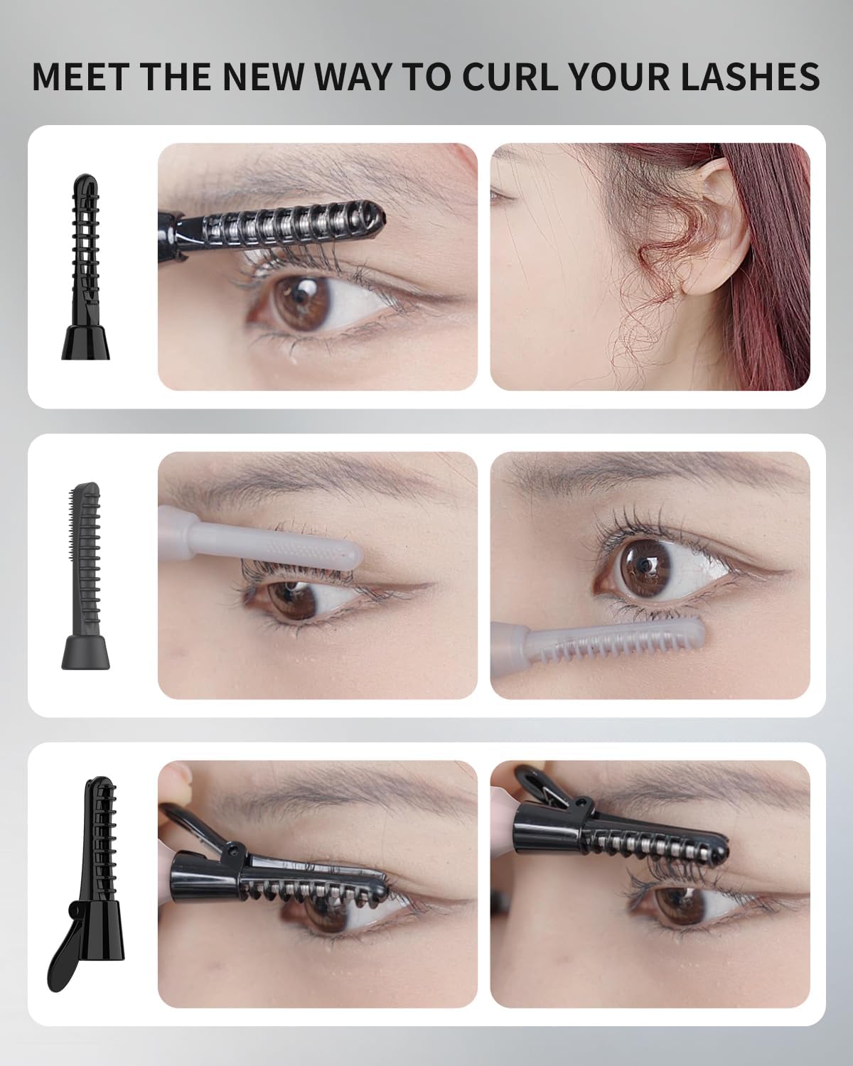 COPPA Electric Lash Curler, LP-1 Lipstick Type 3-in-1 Heated Eyelash Curler with 3 Brush Heads 3 Curling Modes and 3 Temp & 5s Quick Heat-up, Perfect for Beginners and Makeup Pros, Pink-FemmiqueWomen