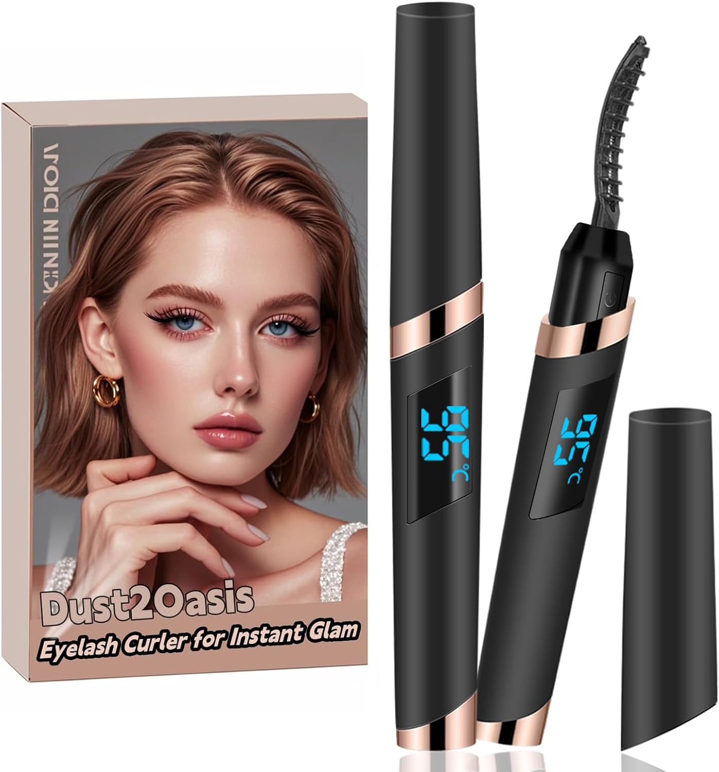 Heated Eyelash Curler, Electric Eyelash Curler, Rechargeable Lash Curler for Makeup Natural Curling Eye Lashes and 24 Hours Long Lasting - Black 2025 Updated New Model-FemmiqueWomen