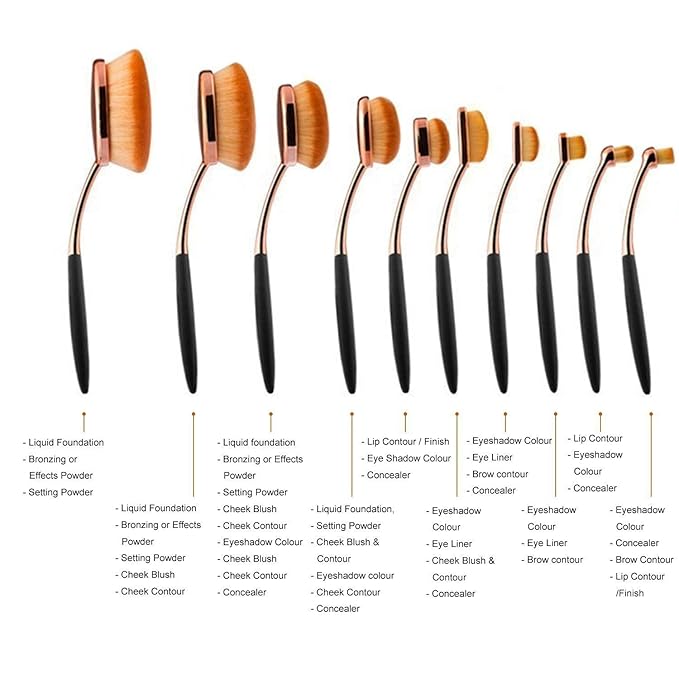 Yoseng Makeup Brushes Set 10Pcs Professional Oval Toothbrush Foundation Cream Contour Powder Blush Conceler Eyeliner Blending Brush New Fashionable Super Soft Cosmetic Brushes Tool with Box(Rose Gold)-FemmiqueWomen