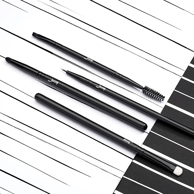 Jessup Makeup Brush Set 10pcs Black Make up Brushes Set Professional with Natural Synthetic Hair for Foundation Blending Blush Concealer Eyeshadow Eyebrow Eyeliner, T323-FemmiqueWomen