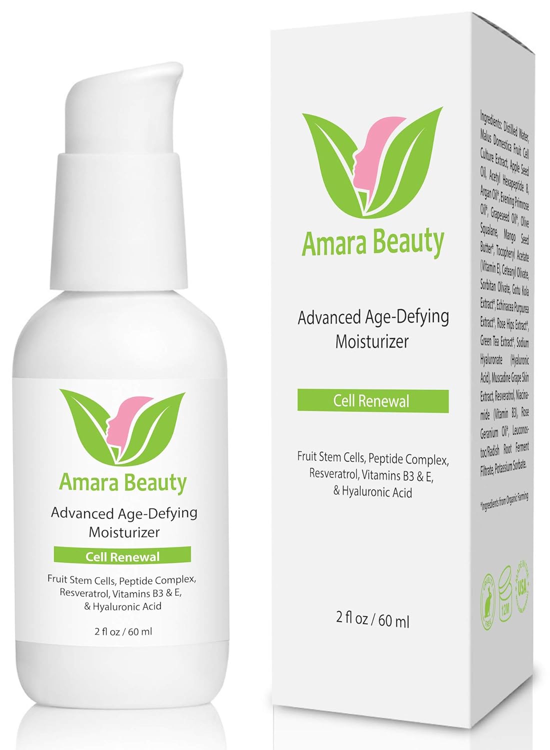 Amara Beauty Anti Aging Face Cream Moisturizer with Resveratrol & Peptides, 2 fl. oz.-FemmiqueWomen