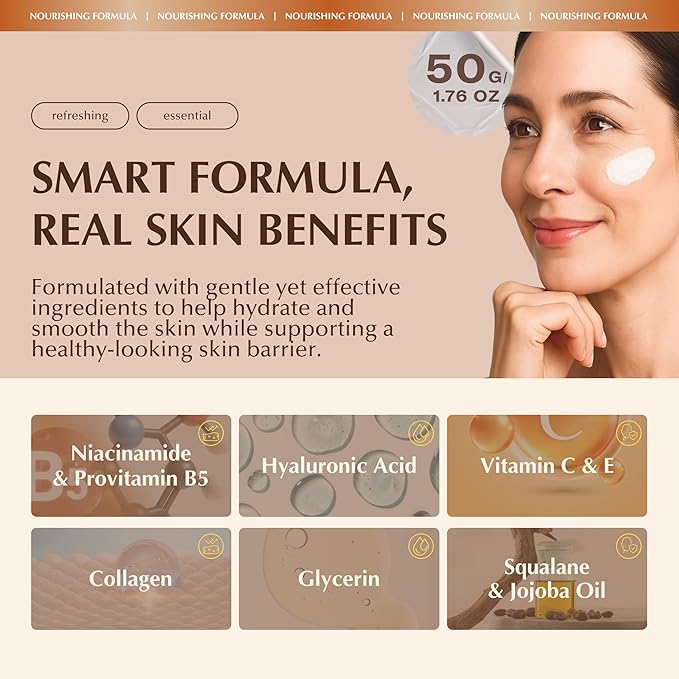 PERFECT ONE Firming Facial Cream - Helps The Skin Appear Firmer & Brighter - All-in-One Ultra Hydrating Serum, Moisturizer, & Eye Cream - With Niacinamide, Collagen, Squalane & Hyaluronic Acid, 50g-FemmiqueWomen