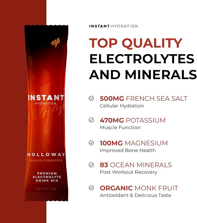 Instant Hydration Electrolytes Powder Packets - Mango Pineapple Drink Mix - Zero Sugar - Keto, Vegan, Gluten-Free, Non-GMO - Boost Recovery, Brain Health, Muscle & Tissue Support- 30 Sticks-FemmiqueWomen