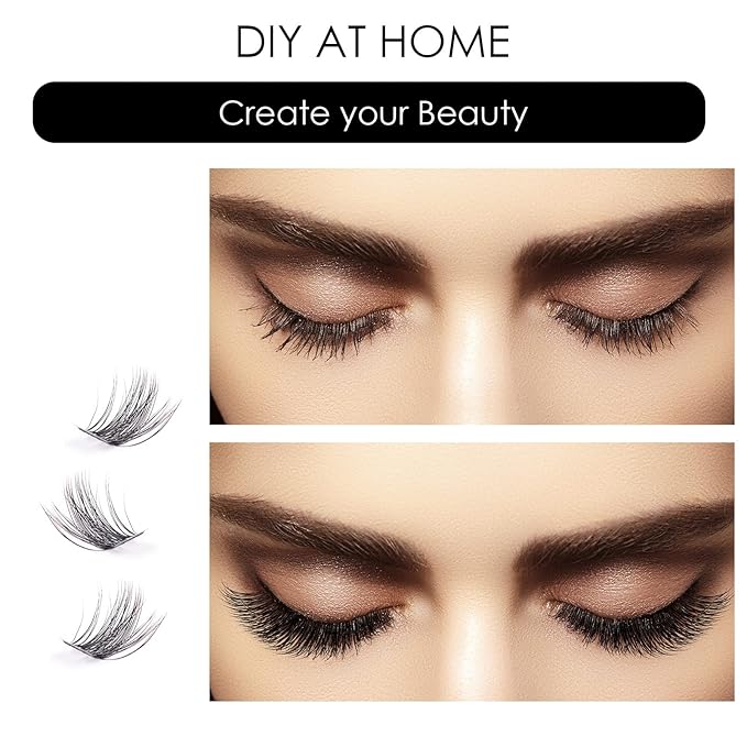 Cluster Lashes 72 Individual Lashes Clusters Eyelash Extensions False Eyelashes DIY Lash Extension Kit Reusable False Eyelashes Natural Look Mix 10-16mm C D Curl-DM17-FemmiqueWomen