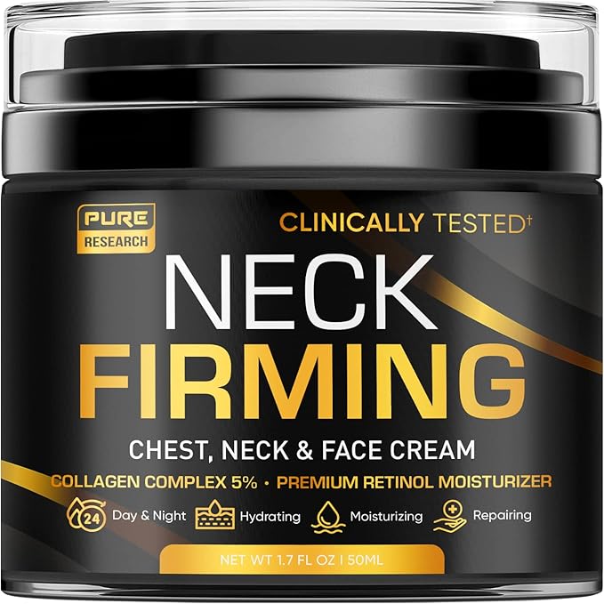 PURE RESEARCH Neck Firming Cream - Anti Wrinkle Cream Day & Night Face Neck and Décolleté Cream - Moisturizing, Lifting & Hydrating-FemmiqueWomen
