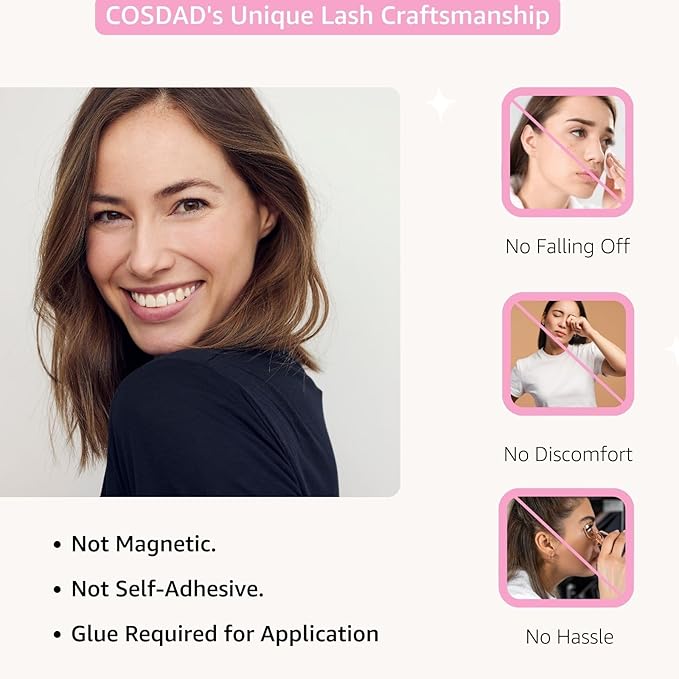 Cat Eye False Eyelashes – Natural Look, Wispy & Lightweight Glue-On Lashes, Reusable Fake Eyelashes for Everyday & Party Makeup (10 Pairs)-FemmiqueWomen