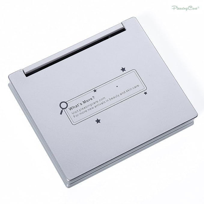 Makeup Mirror with Facial Oil Blotting Paper Sheets – Green Tea 100 Counts, Silver Compact Folding Cosmetic Travel Mirror-FemmiqueWomen