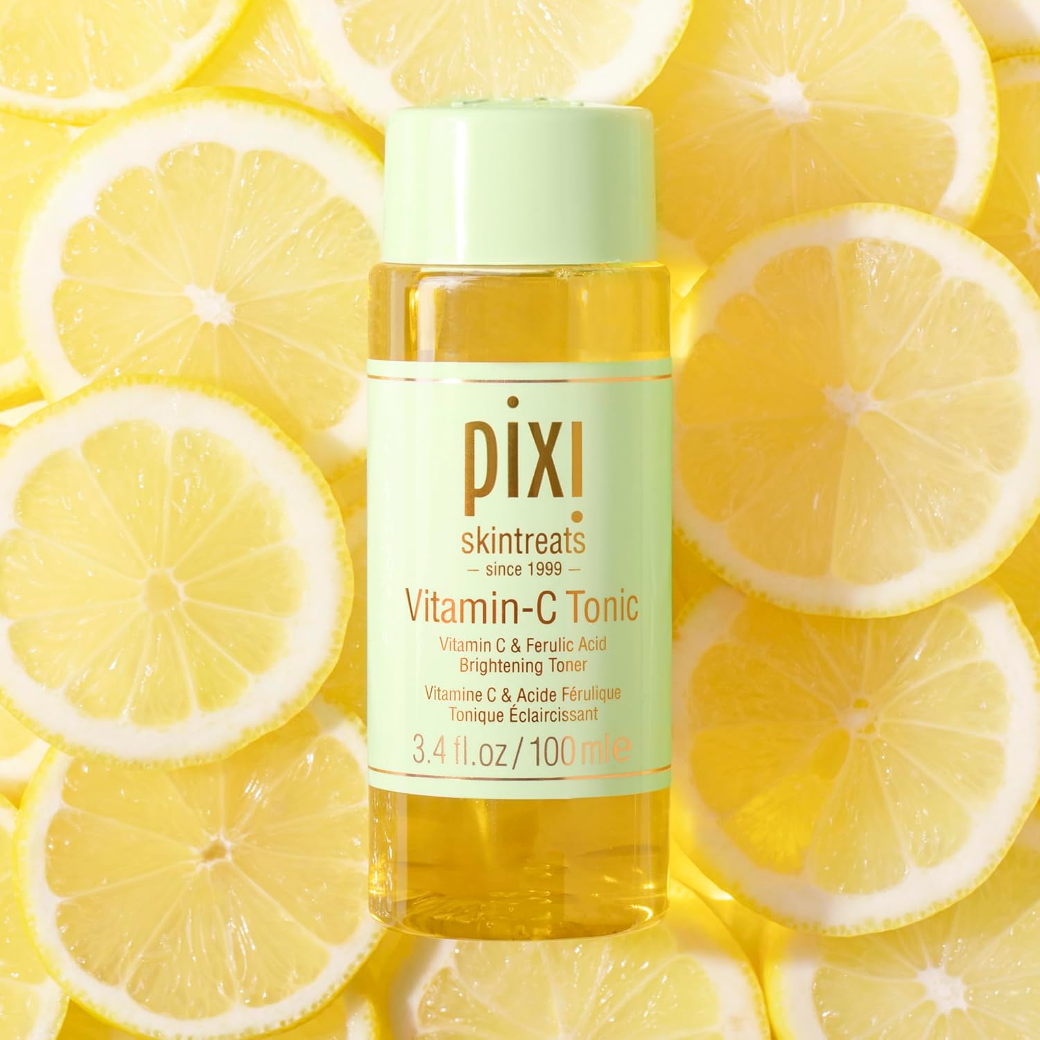Pixi Vitamin-C Tonic,Brightening & Soothing Facial Toner, Boost Skin Luminosity, Infused with Vitamin-C & Ferulic Acid, Alcohol Free Daily Toner, 100ml / 3.4fl oz Travel Size Skin Care-FemmiqueWomen