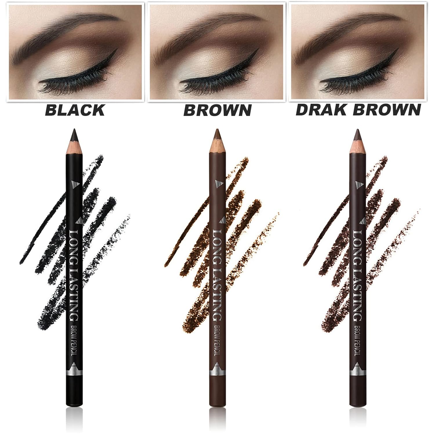 12 Pcs Dark Brown Eyebrow Pencil Eyeliner Makeup，Soft Textured，Easy to Color，Waterproof，Long Lasting Eyebrow Tint Pen for Fills in Sparse Areas and Gaps Create a Natural Eye Brow-FemmiqueWomen