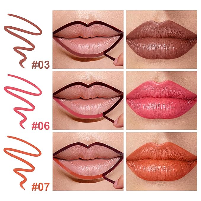 3 Colors Peel Off Lip Liner Stain with Tweezer, Long Lasting Waterproof Lip Tint Stains Makeup Set with Matte Finish for Women, Natural Look, Easy to Use, for All Skin Types (#367, M)-FemmiqueWomen
