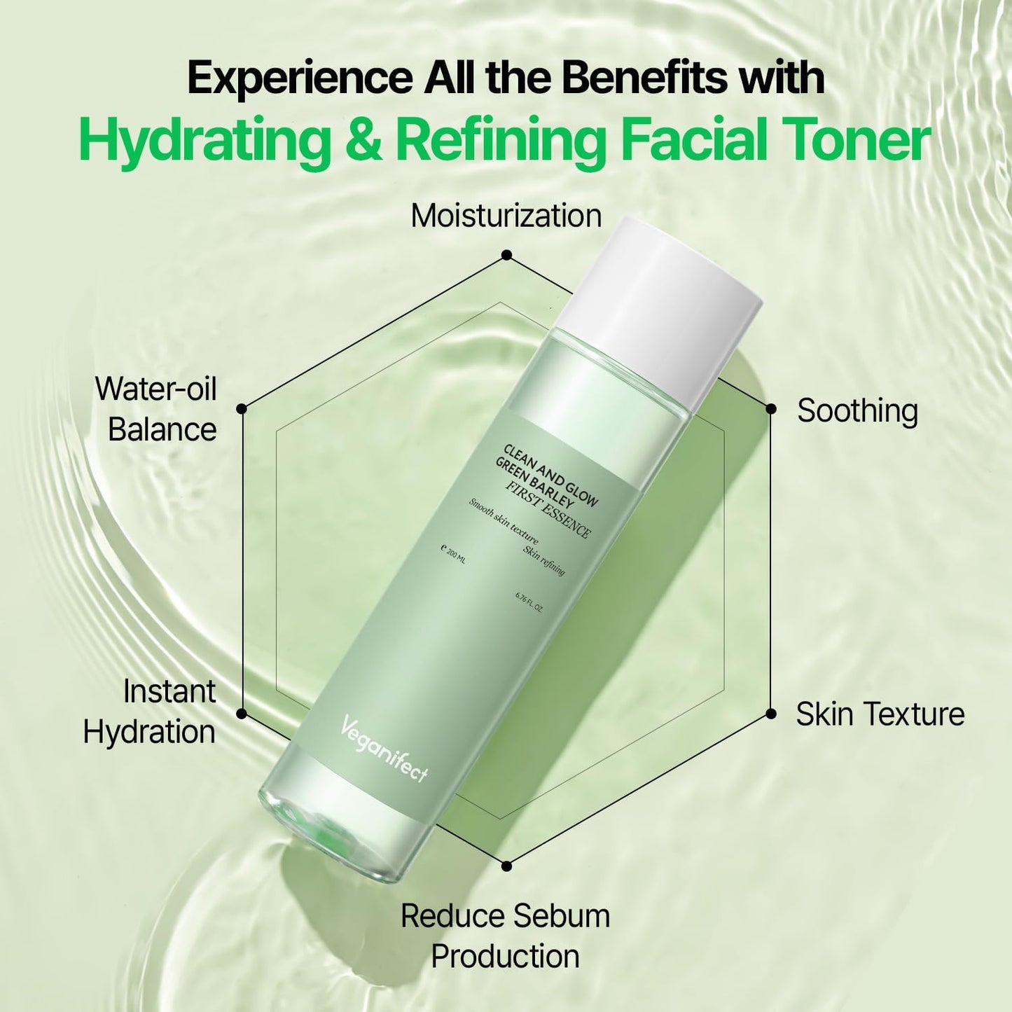 VEGANIFCET Essence, Ultra Hydrating, for Glowing Skin, Korean Skin Care, Vegan, 6.76 Fl Oz-FemmiqueWomen