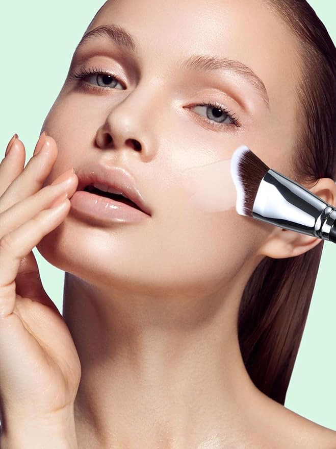 EIGSHOW Foundation Brush with Wave Shaped Head for Liquid, Cream, Powder Blending Cheekbones Jawline, Large Premium Dense Synthetic Bristles (F659)-FemmiqueWomen