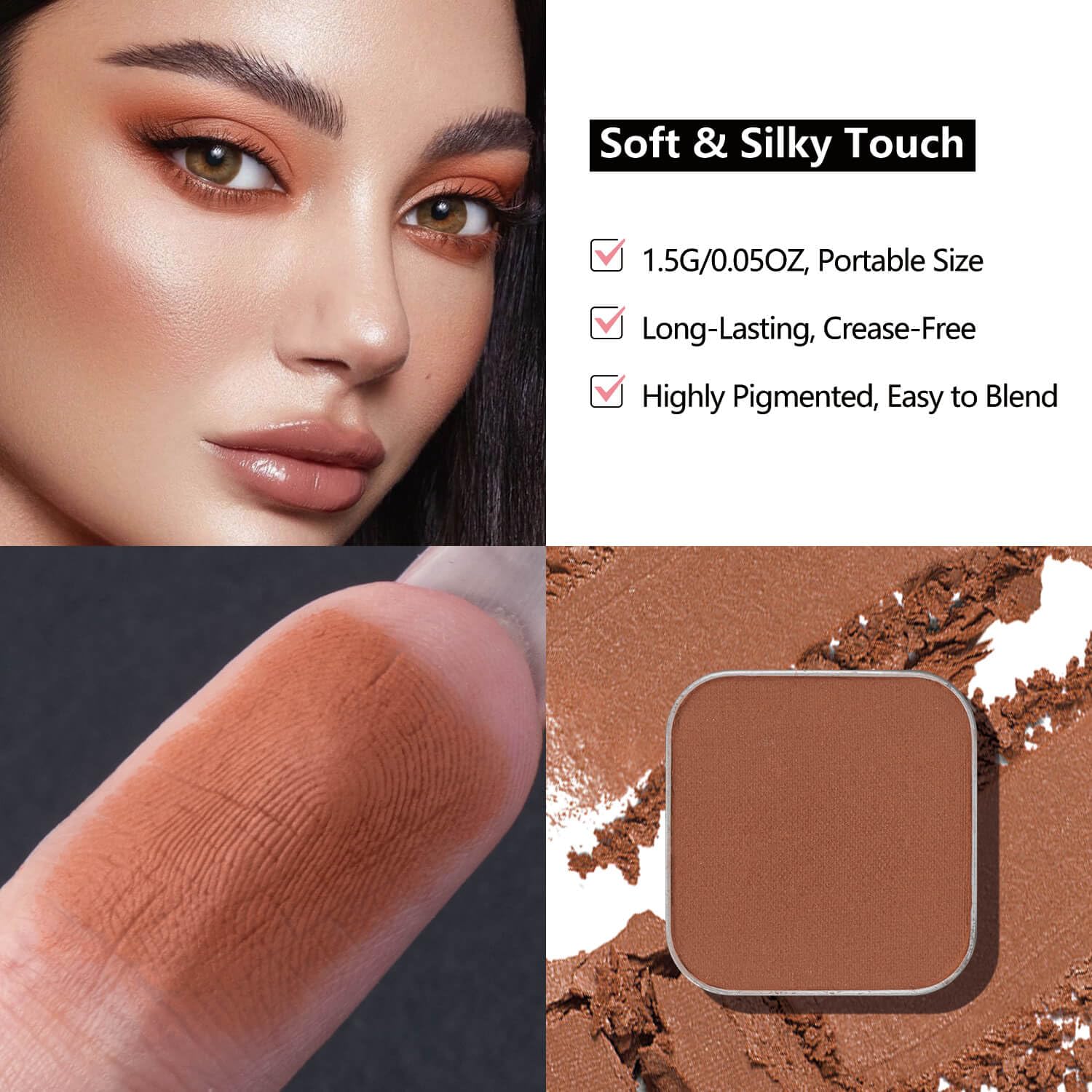 3-Color Eyeshadow Combo Pack – Matte & Shimmer Neutral Shades,Powder, Highly Pigmented, Long-Lasting, Refills Pans for Custom Magnetic Palette-FemmiqueWomen