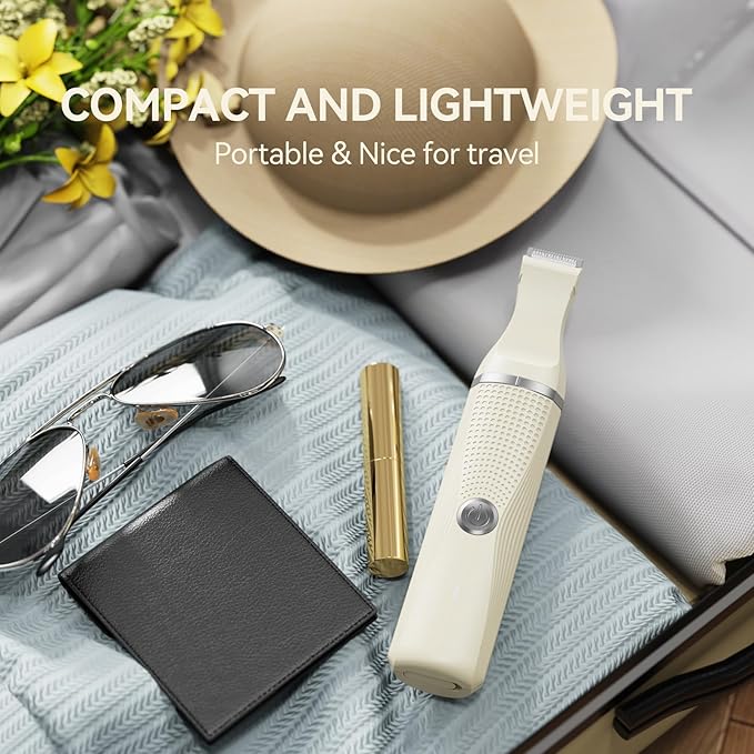 3-in-1 Electric Razor for Women - Waterproof Bikini Trimmer,Rechargeable Electric Shaver for Lady,Pubic Hair Trimmer Women,Personal Trimmer Groomer for Body Hair (Cream, LY)-FemmiqueWomen