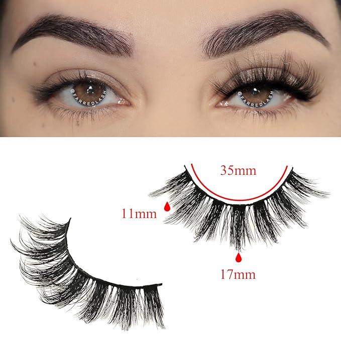 FARRED Fluffy Lashes Natural Eyelashes Short Wispy Eye Lash Strips 14 Pairs Separated Volume Eyelash Pack 17mm Dramatic Wispies Fake Strip Lashes Clusters Cat Eye Pestañas Spiky Look (F6 | 11-17mm)-FemmiqueWomen