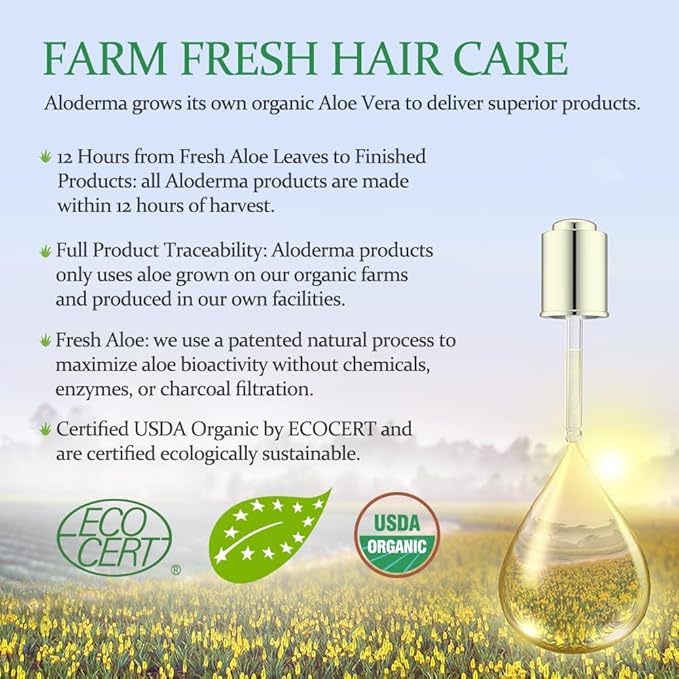 Aloderma Aloe Nourishing Shampoo Featuring Fresh, Organic Aloe Vera for Dry and Damaged Hair - Gently Cleanses and Moisturizes Dehydrated Hair for Soft, Healthy Hair - Alcohol, Paraben-Free - 16oz-FemmiqueWomen