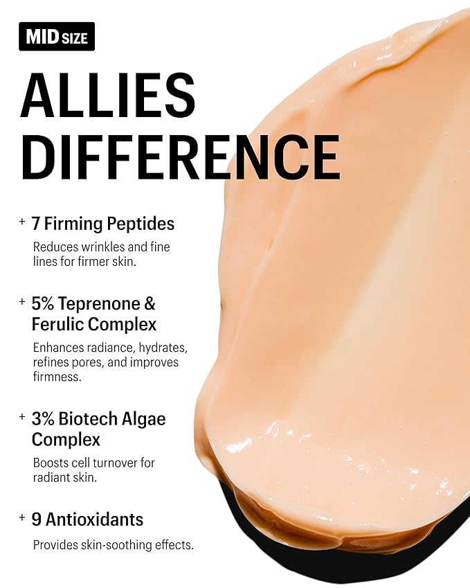 Allies of Skin Peptides & Antioxidants Advanced Firming Daily Treatment with 13 Brighteners, 9 Antioxidants, 7 Firming Peptides, 5% Teprenone & Ferulic Complex and 3% Biotech Algae Complex 20ml/0.67oz-FemmiqueWomen