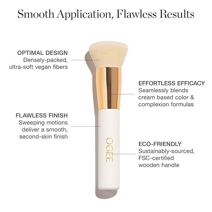 Ogee Blender Brush - Professional Quality Makeup Brush - Ultra-Soft Foundation Brush with Vegan Bristles for Flawless Makeup Application-FemmiqueWomen