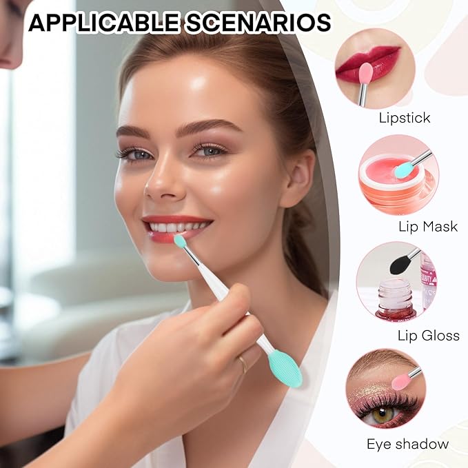 Unaone Lip Scrub Brush - 3 PCS Dual-ended Lip Scrubber Exfoliator and Silicone Lip Brush, 2-in-1 Silicone Lip Scrub Tool Lip Mask Applicator, Gentle Exfoliator & Applicator for Soft-FemmiqueWomen