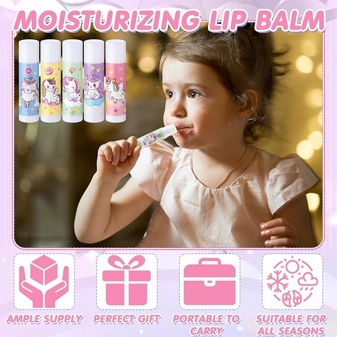 100 Pcs Unicorn Party Favors Lip Balms Bulk for Kids Birthday Party Moisturizing Lip Balm for Unicorn Themed Celebration Gifts Lip Care Products for Classroom Rewards Favor Party Supplies-FemmiqueWomen