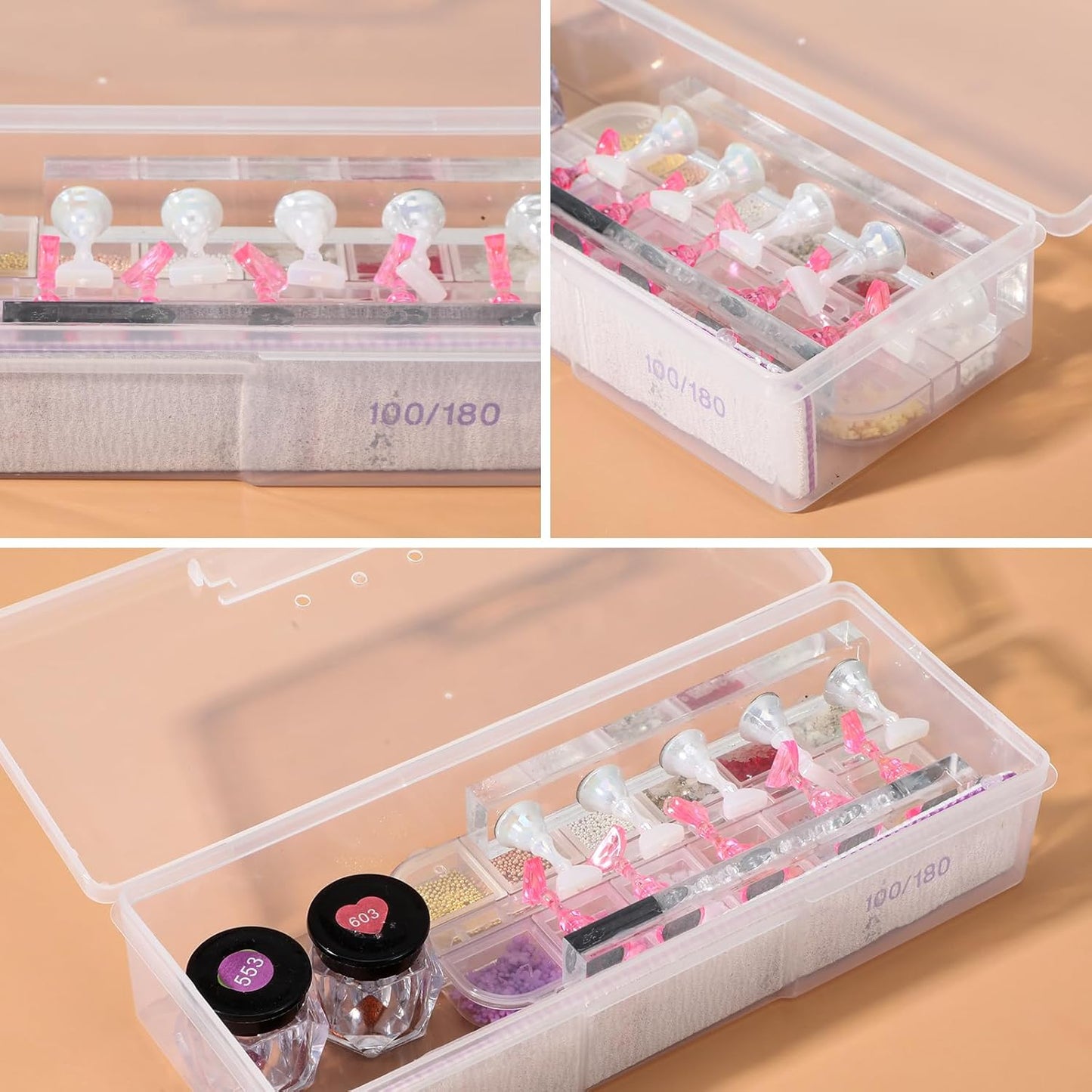 12Pcs Clear Manicure Tool Box, Personal Nail Box Storage Case for Organizing, Plastic Nail Tool Box for Manicure Pedicure Kit-FemmiqueWomen