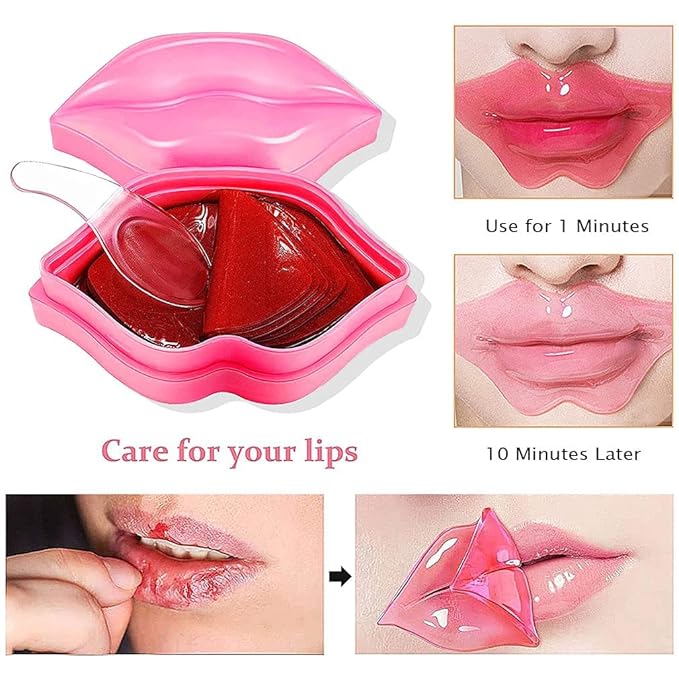 20Pcs Moisturizing/Plumping Lip Mask, Restores Moisture Mask for Dry Lips and Lines Overnight Care, Gel Treatment Masks (Pink)-FemmiqueWomen