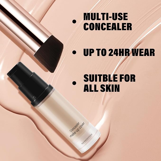 2pcs Liquid Concealer Set with Brush,Full Cover,Concealer Wand with Matte Finish,Corrects，Covers，Long Wear Up to 24hr-FemmiqueWomen