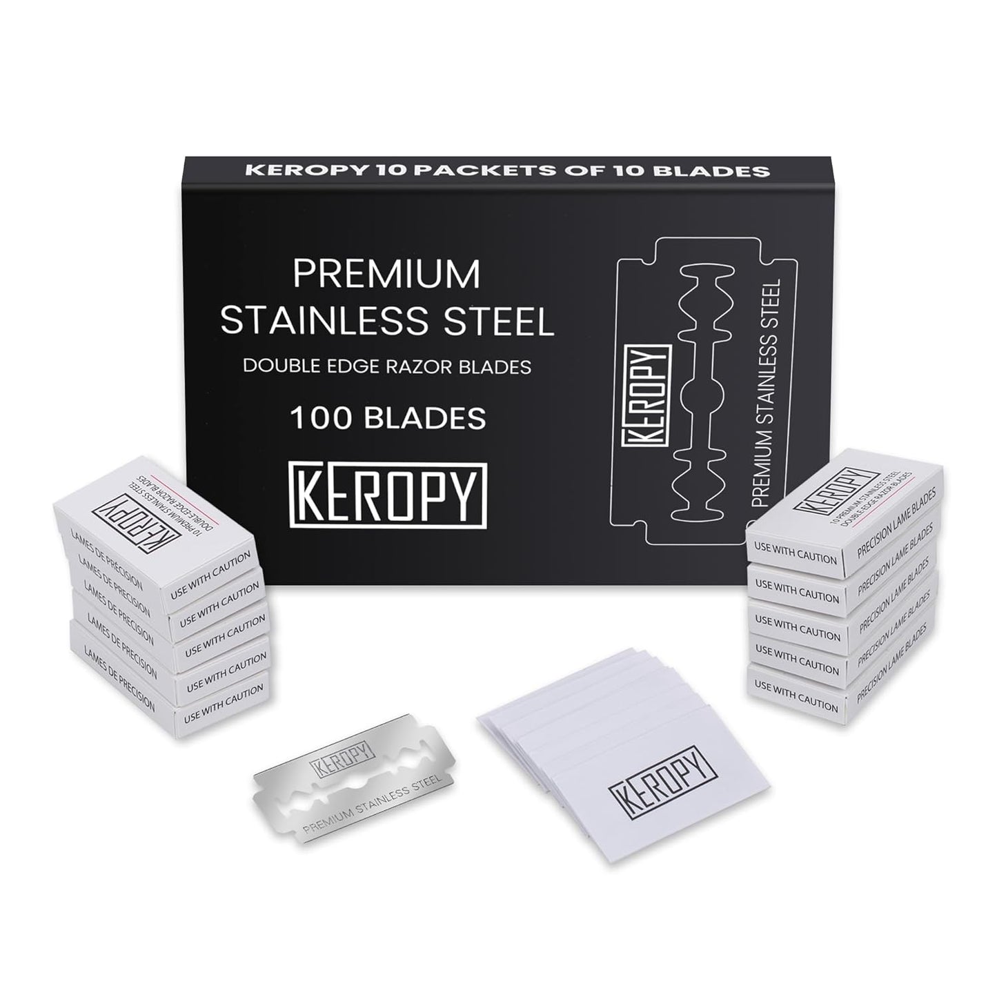 100 Safety Razor Blades - Super Sharp Stainless Steel & Lifetime Supply for Smooth Shaving, Individually Wax-Sealed, Universal Razor Compatibility-FemmiqueWomen