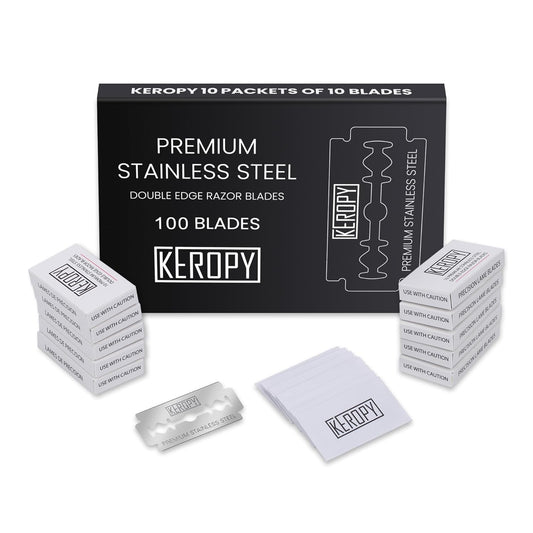 100 Safety Razor Blades - Super Sharp Stainless Steel & Lifetime Supply for Smooth Shaving, Individually Wax-Sealed, Universal Razor Compatibility-FemmiqueWomen