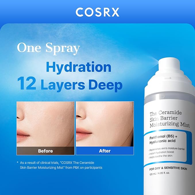 COSRX Barrier Cream Face Mist - Milky Toner with Ceramide & Hyaluronic Acid, Hydrating and Soothing Facial Spray for All Skin Types, 4.06 fl.oz, Korean Skin Care-FemmiqueWomen