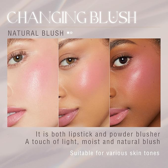 2PCS Color Changing Blush Stick for Cheeks Makeup,Clear Blush PH Temperature Change Magic Pink Cream Blusher Waterproof Multi-Use Lips and Face Tint,Matte Finish Natural Lightweight Jelly-FemmiqueWomen