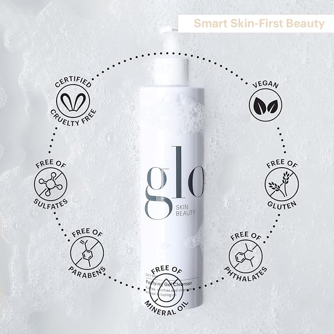 Glo Skin Beauty Purifying Gel Cleanser - Salicylic Acid + Niacinamide Face Wash Balances Skin, Targets Clogged Pores, Excess Oil & Breakouts - Gently Exfoliates & Minimizes Appearance of Fine Lines-FemmiqueWomen