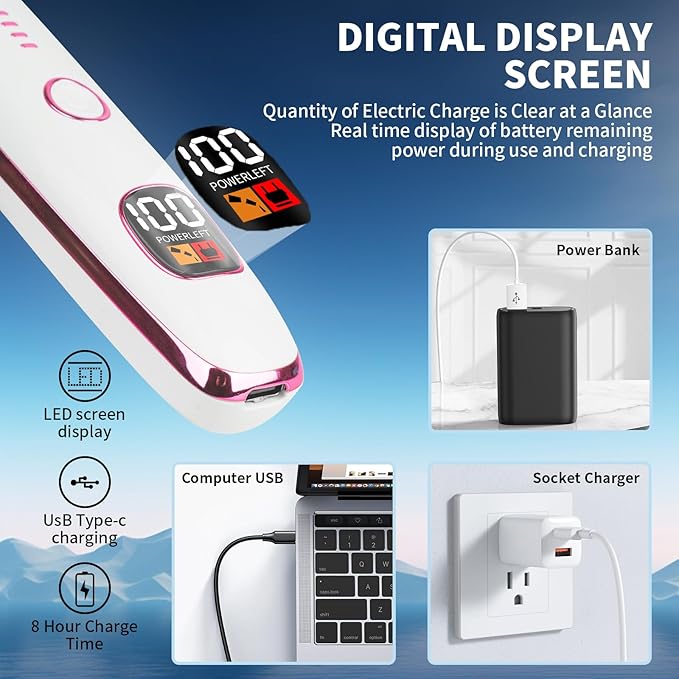 2025 Rechargeable Nose and Ear Hair Trimmer with LED Dispaly for Women Men,4 in 1 Painless Eyebrow & Facial Hair Trimmer with Powerful Motor,Ladies Wet & Dry Electric Razor (White)-FemmiqueWomen