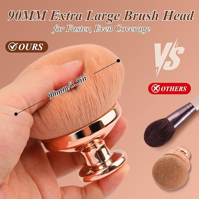 Blend & Blur Extra Large Body Makeup Brush for Self Tanner,GloréBrochas Leg Makeup & Bronzer Self Tan Applicator, 90MM Wide Round Head Kabuki Brush For Application (Rose-Gold)-FemmiqueWomen