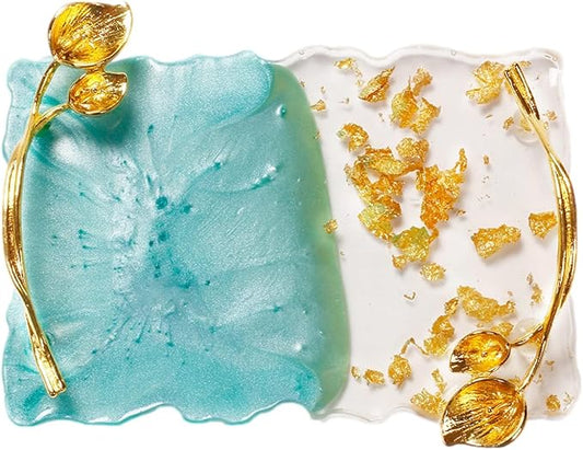 2023 Retro Nail Art Palette, Nail Painting Mixed Color Palette with Leaves Handle, Nail Holder Gel Color Makeup Display Board Pallet (Green)-FemmiqueWomen