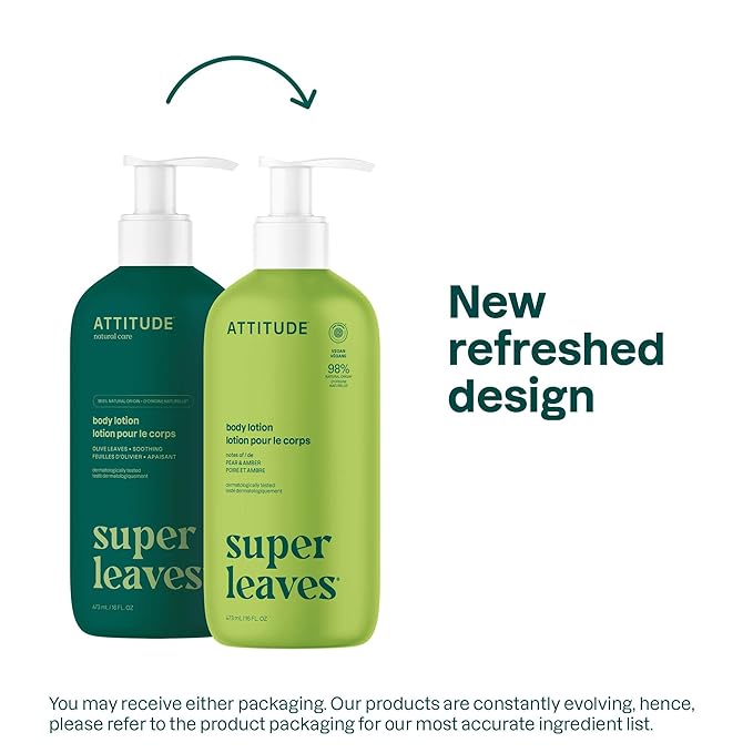 ATTITUDE Body Lotion, EWG Verified, Vegan & Cruelty-Free, Hydrating Moisturizer for Dry Skin, Non-Greasy Skin Care, Pear & Amber Scent, 16 Fl Oz-FemmiqueWomen