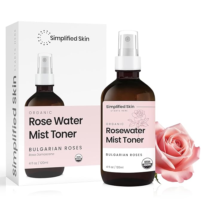 Rose Water Spray for Face & Hair - Organic USDA Certified Rosewater Facial Toner - Alcohol-Free Makeup Setting Hydrating Face Mist - Anti-Aging Toner Spray - 2 Pack-FemmiqueWomen