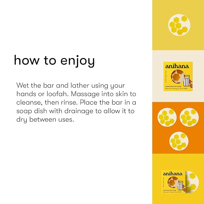 ANIHANA Handcrafted Natural Soap with Coconut Oil, Gentle Cleansing, Paraben Free, Refreshing Manuka Honey & Goat Milk Scent, 4.23 oz-FemmiqueWomen