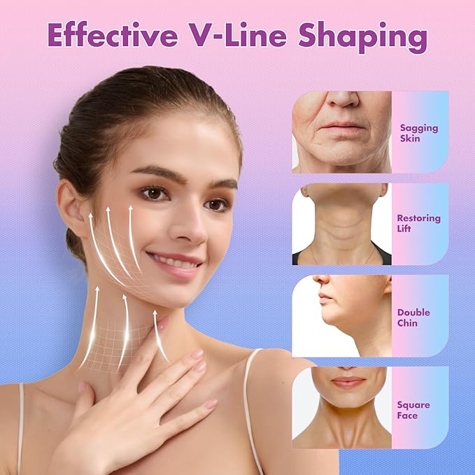 2 Pack Face Slimming Strap, Double Chin Reducer Band, Graphene V-Line Mask Chin Up Mask V Shaped Face Mask Chin strap for sleeping, V-Line Lifting Mask for Women, Medium, Black and Pink-FemmiqueWomen