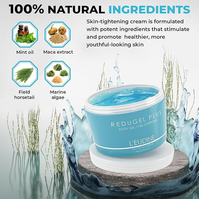 L’EUDINE Redugel Plus Skin Tightening Cream for Body, Firming Cream with Mint Oil, Field Horsetail, Marine Algae, Maca Extract, Skin Firming and Tightening Lotion – 8oz-FemmiqueWomen