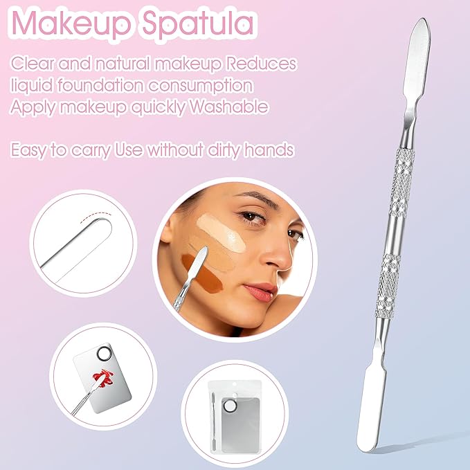 10-in-1 Makeup Spatula and Powder Puff Set with Professional Cosmetic Palette Triangle Puff for Eye Shadow Spatula Facial Cosmetic Makeup Tool for Eyelashe Body-FemmiqueWomen