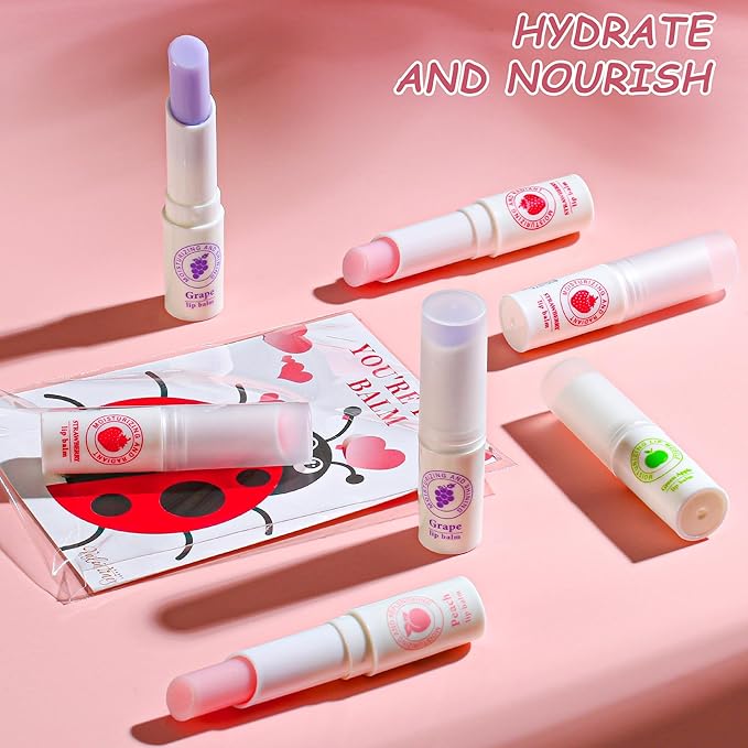 24 Pack Valentines Day Gifts for Kids lip balm bulk,chapstick bulk,party favors for kids boys girls,Natural Moisturizing Lip Balm for dry cracked lips,goody bag filler,Wedding Gifts-FemmiqueWomen