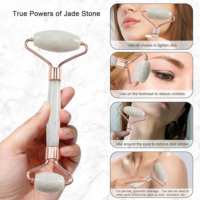 Jade Roller for Face, Facial Roller Massager Skin Care Tool, Gua Sha Facial Tools for Face, Neck, Eyes, Reduce Puffiness of The Skin-FemmiqueWomen