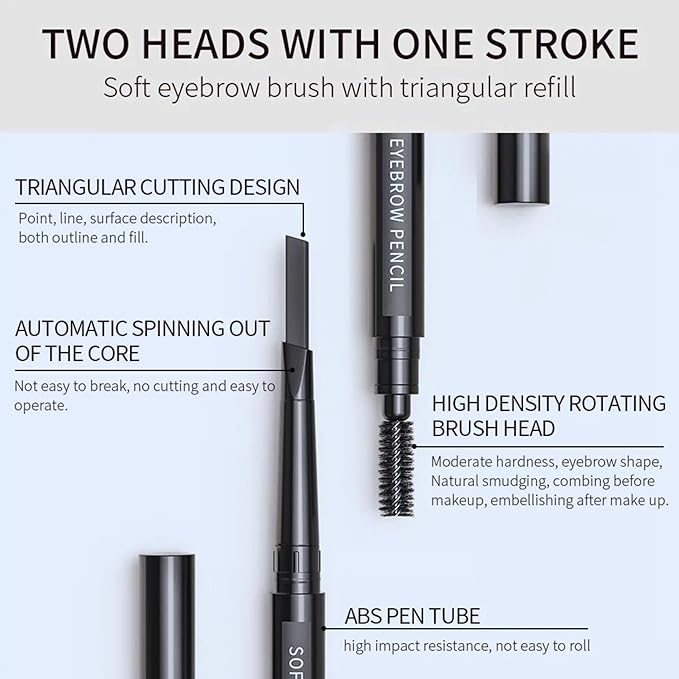 long lasting and waterproof Triangle eyebrow Pencil With Brush (coffee)