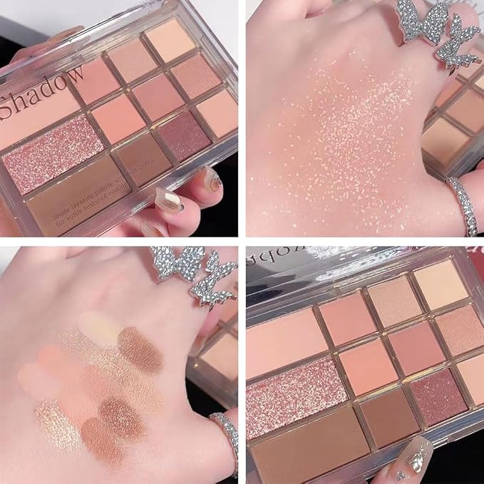 12 Girds Colorful Matte Shimmer Eyeshadow Palette for Eye Makeup,High Pigmented Eye Shadow Primers Powder Palet de sombras de ojos 12-B-FemmiqueWomen