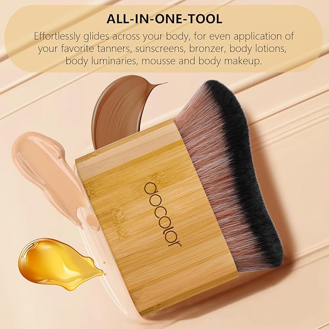 docolor Self Tanner Brush Large Body Makeup Brush, Soft Vegan Tanning Brush no stripes, for Foundation, Self-tanner, Bronzer, Self Tan Back Applicator Body + Face Self-Tan Blending Brush Gift Box-FemmiqueWomen
